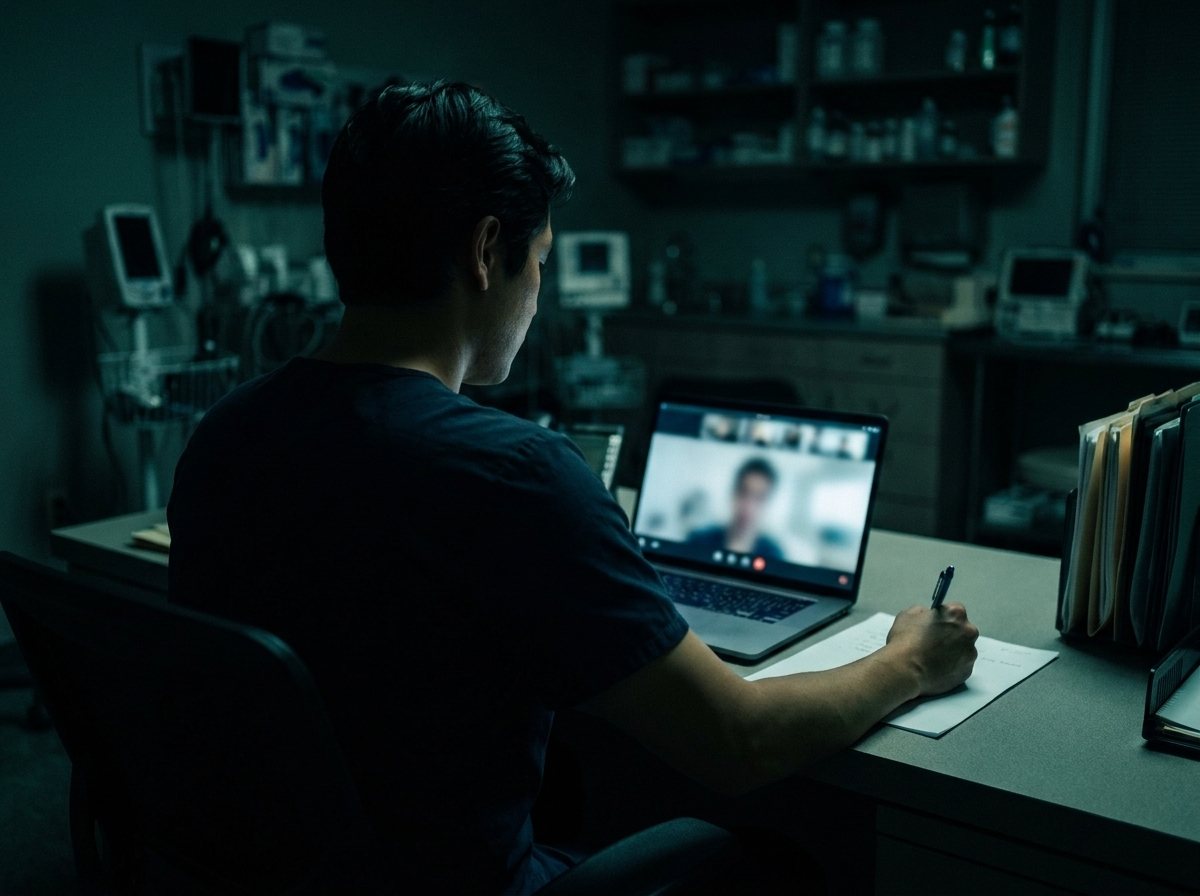 A provider on a video call